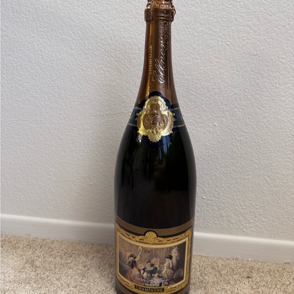 Charles Ellner   Champagne Jumbo 3 Liter 22” Collectible Art Deco Bottle (Empty)
